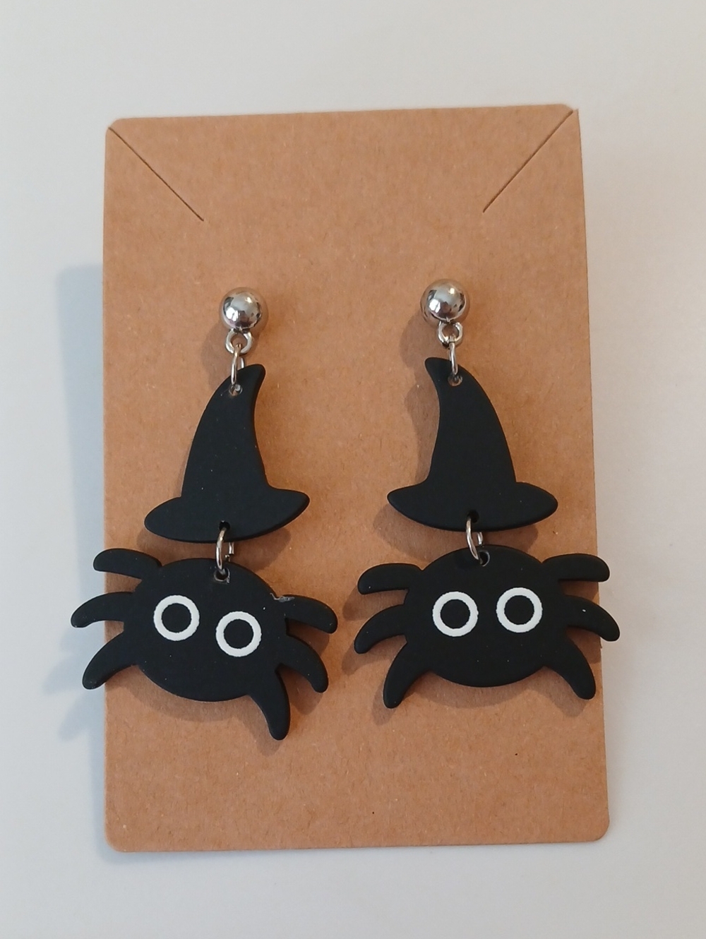 Fashion Jewelry Black Spider Witch Hat Dangle Earrings